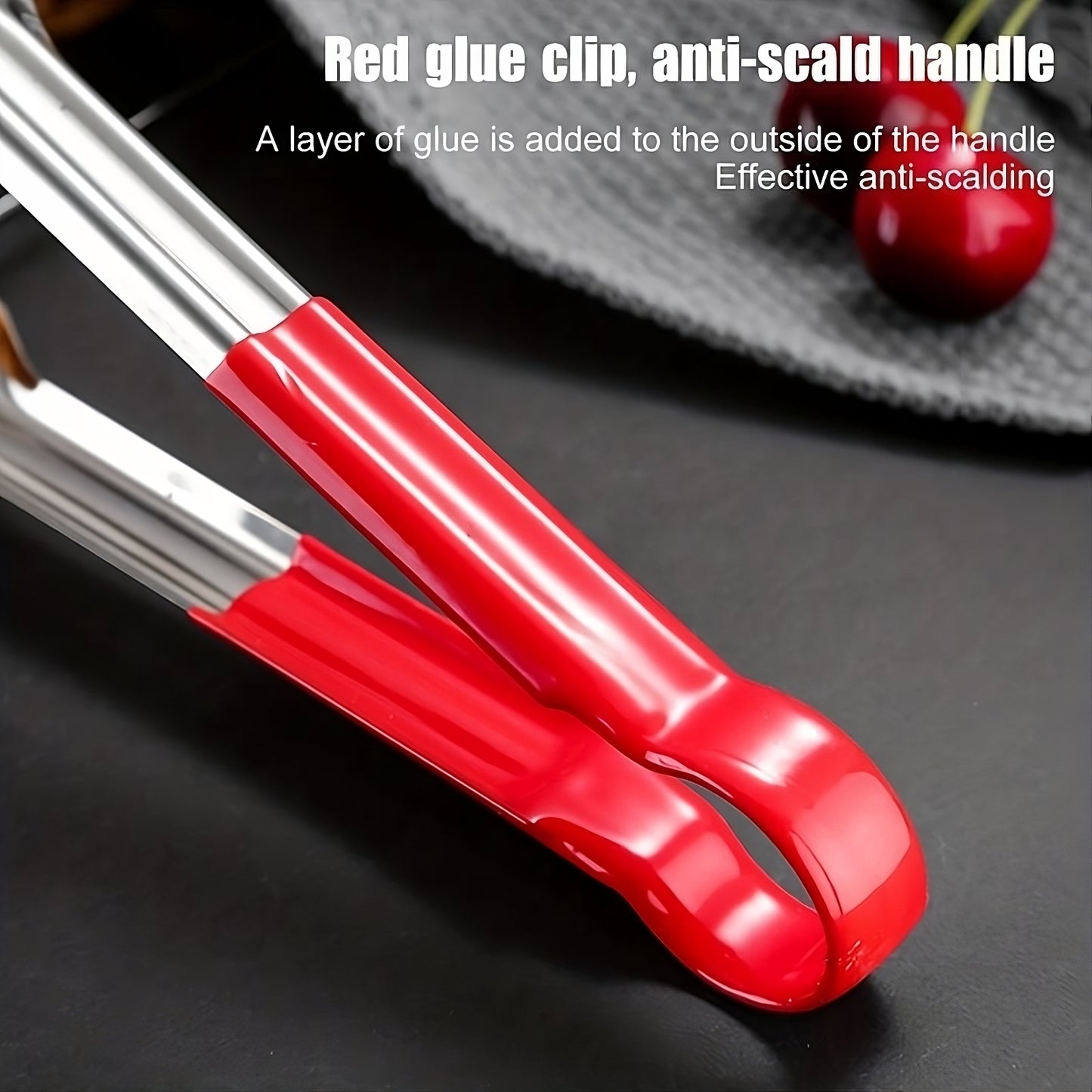 Shell-Shaped Food Tongs – Stainless Steel Cooking & BBQ Tongs with Silicone Handle (12 Inch, Red)
