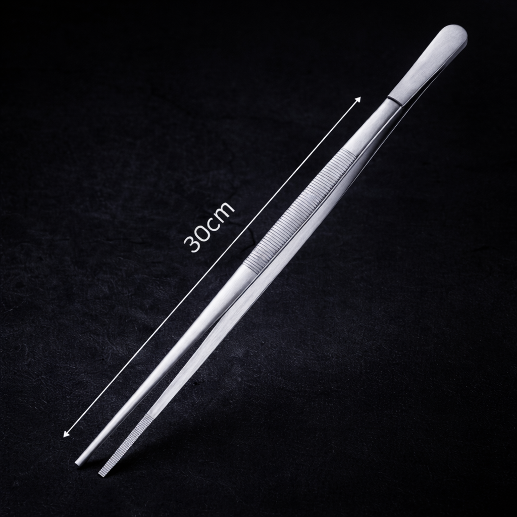 12-Inch Cooking Tweezers – Rounded Tip Stainless Steel Roti & Chapati Tongs (Chimta)
