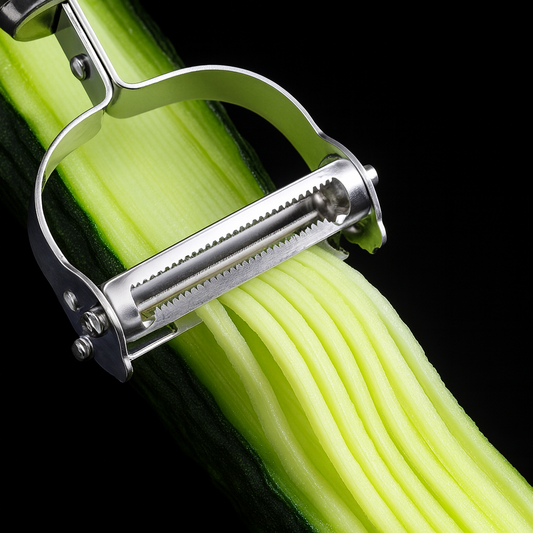 TriPeel Max 4-in-1 Kitchen Set – 2 Peelers with 3 Blades (Straight, Serrated & Julienne) + Apple Corer | Stainless Steel