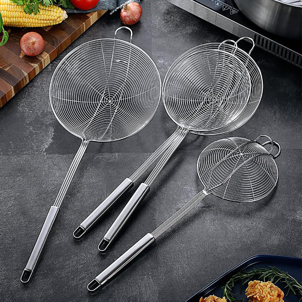 Deep Fry Skimmer Ladle – Stainless Steel Strainer with Long Handle (5.4 Inch)