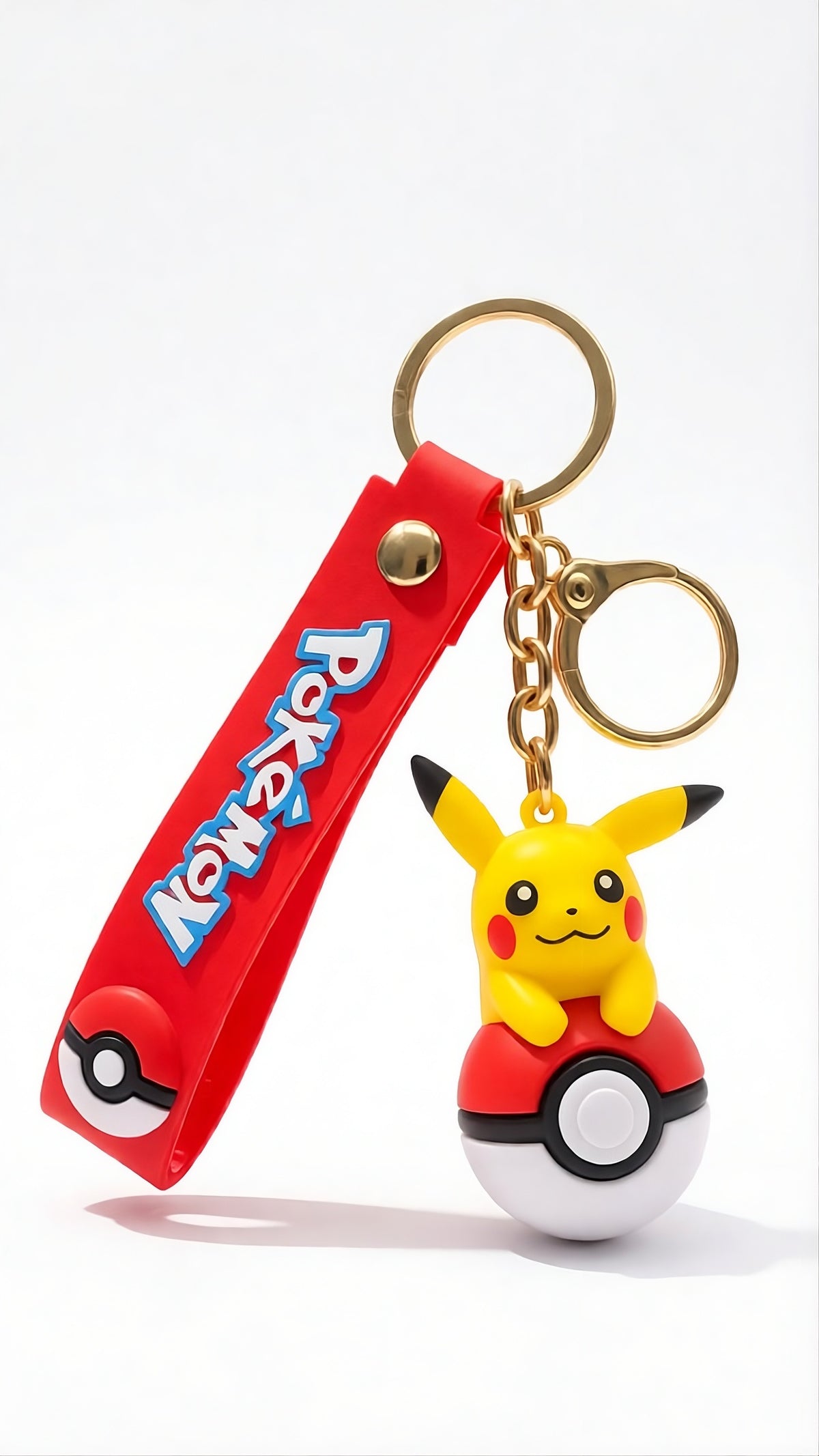Pokémon Keychain with Wrist Strap – 3D Silicone Anime Key Ring for Keys, Bags, Backpacks & Gifts