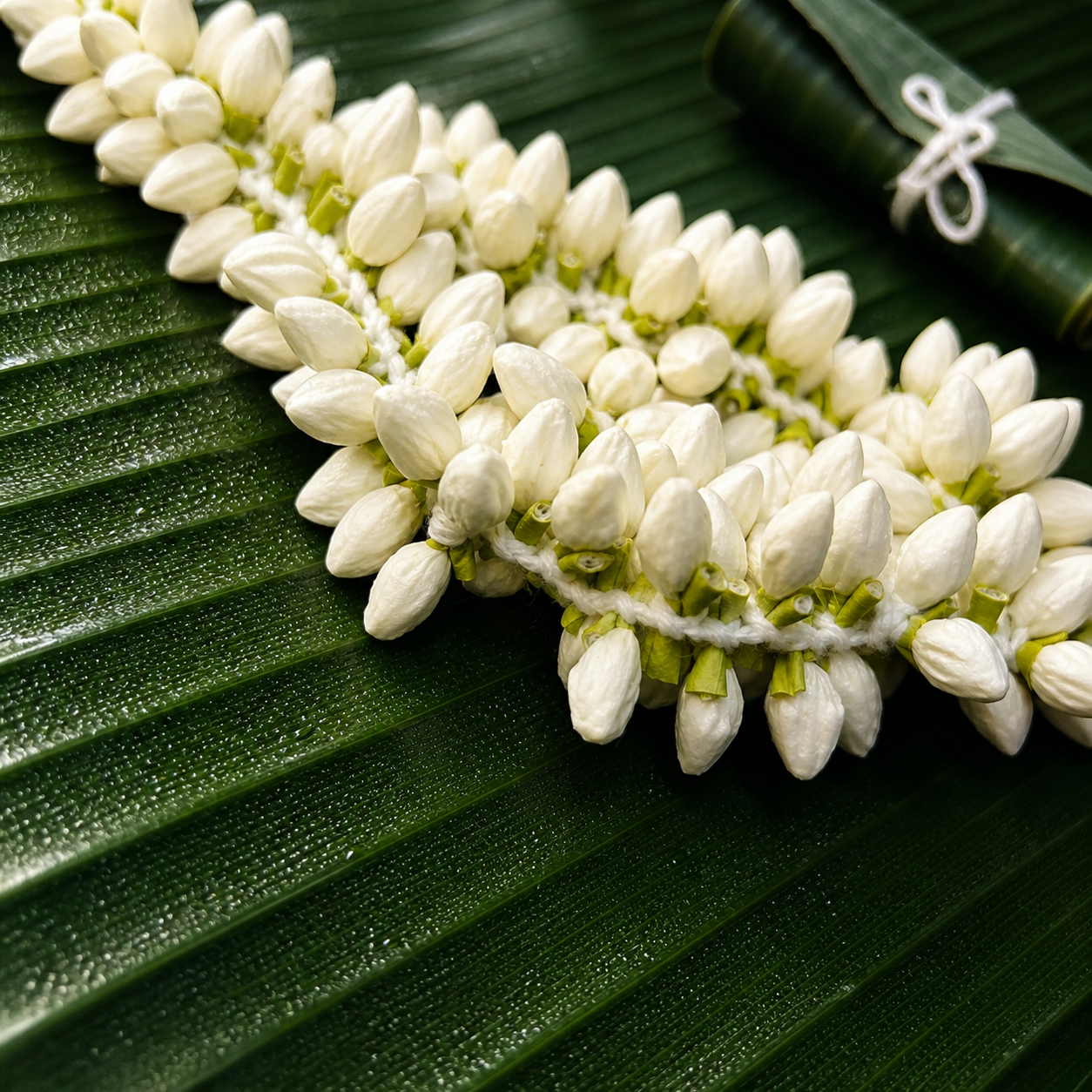 Realistic Artificial Jasmine Flower String for Hair (16 Inch) | Reusable Mallipoo / Mogra Gajra for Women | Handmade Madurai Style Bridal & Dance Hair Accessory