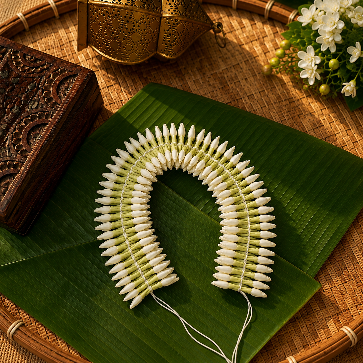 Realistic Artificial Mullai Poo / Pichi Poo String for Hair – 16 Inch