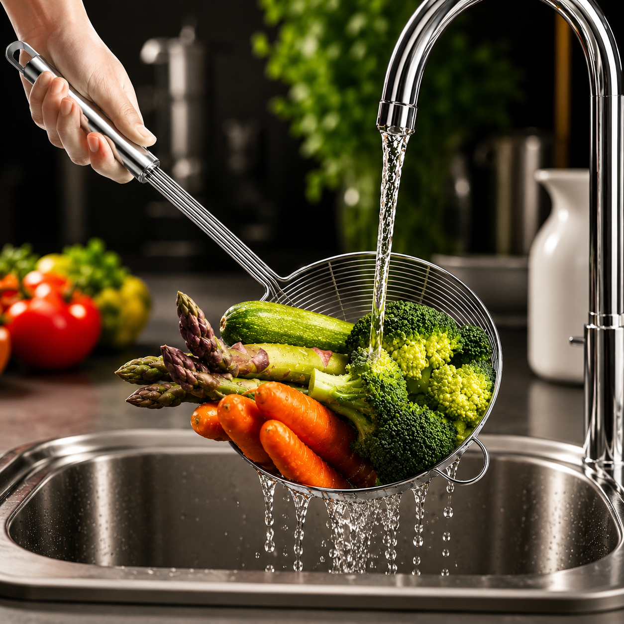Deep Fry Skimmer Ladle – Stainless Steel Strainer with Long Handle (5.4 Inch)