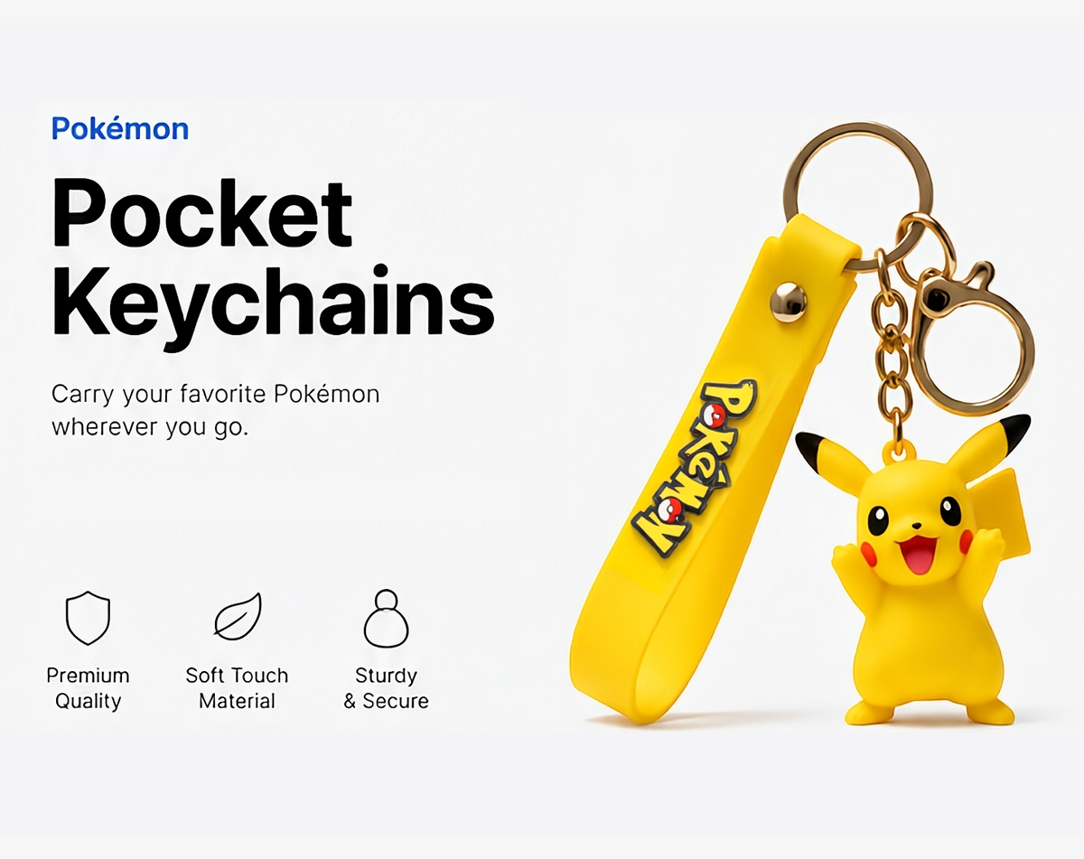 Pokémon Keychain with Wrist Strap – 3D Silicone Anime Key Ring for Keys, Bags, Backpacks & Gifts