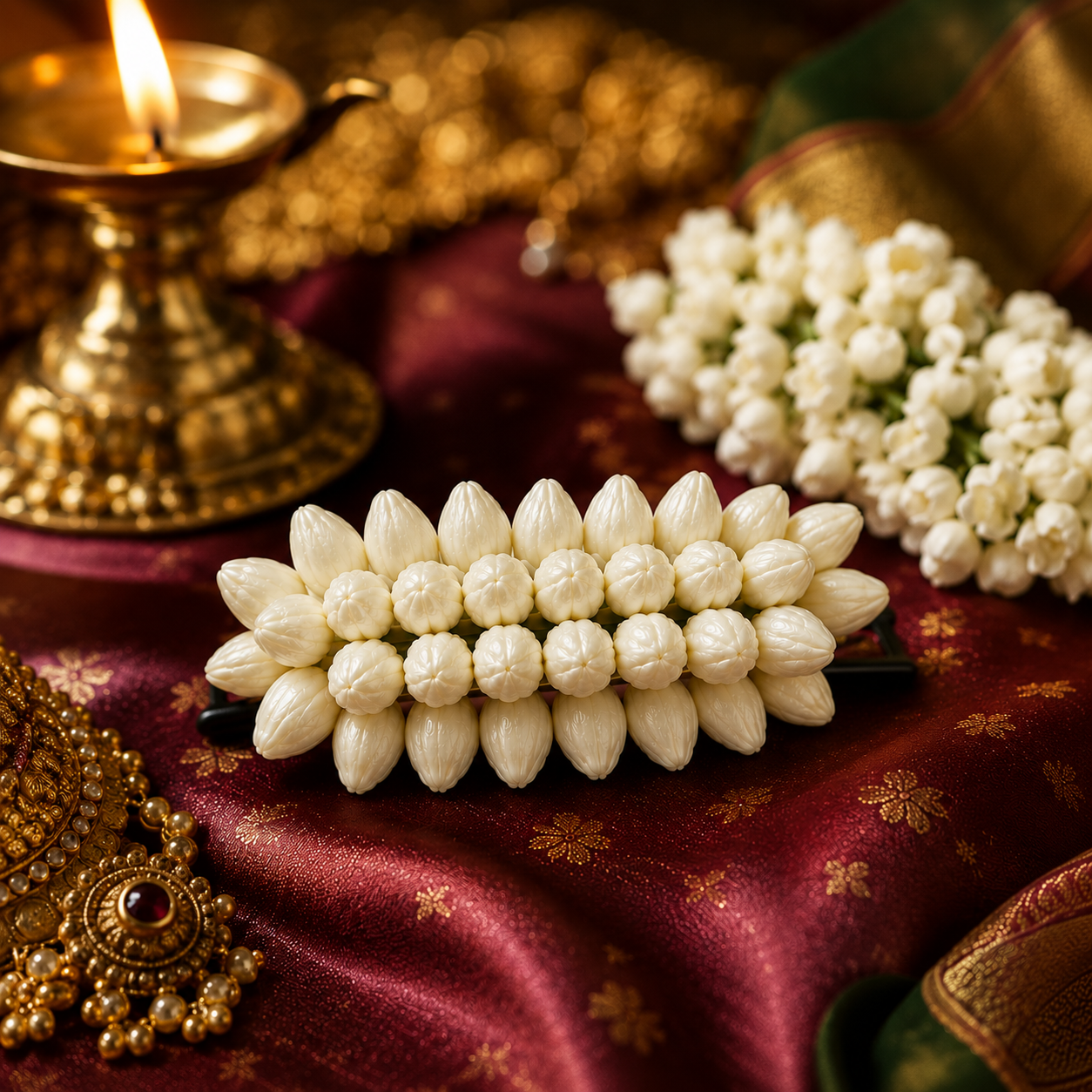 Classic Mallika Traditional Jasmine Floral Hair Clip