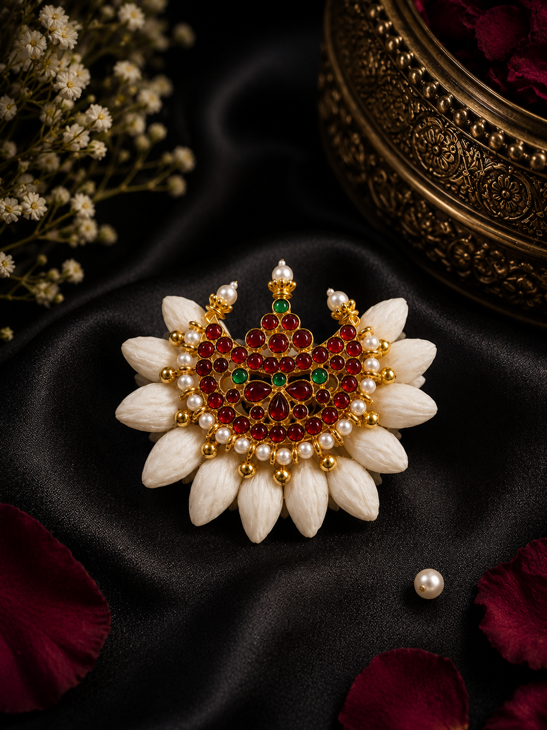 Swarna Chandra – Traditional Jasmine Floral Hair Clip