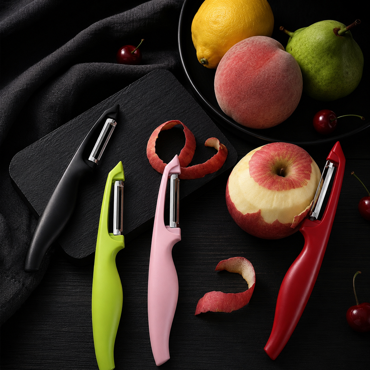 Forever Peeler – Lightweight & Easy on Hands | Smooth, Effortless Peeling with Sharp Stainless Steel Blade (Black)