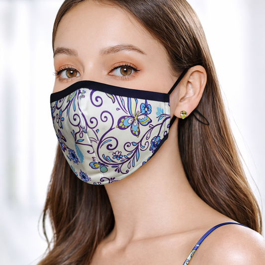 Premium Cotton Cloth Mask – Washable Face Cover with Adjustable Ear Loops (Floral Lavender)