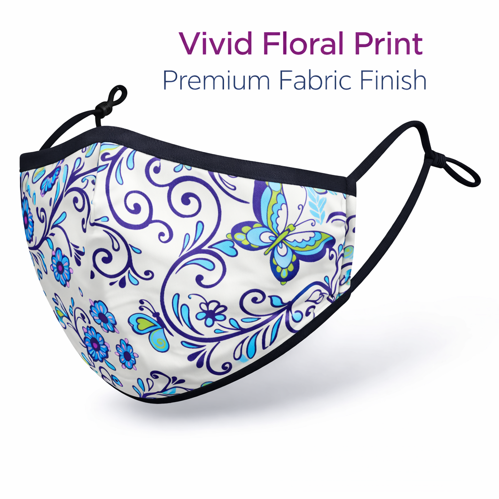 Premium Cotton Cloth Mask – Washable Face Cover with Adjustable Ear Loops (Floral Lavender)
