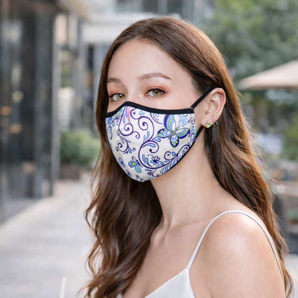 Premium Cotton Cloth Mask – Washable Face Cover with Adjustable Ear Loops (Floral Lavender)
