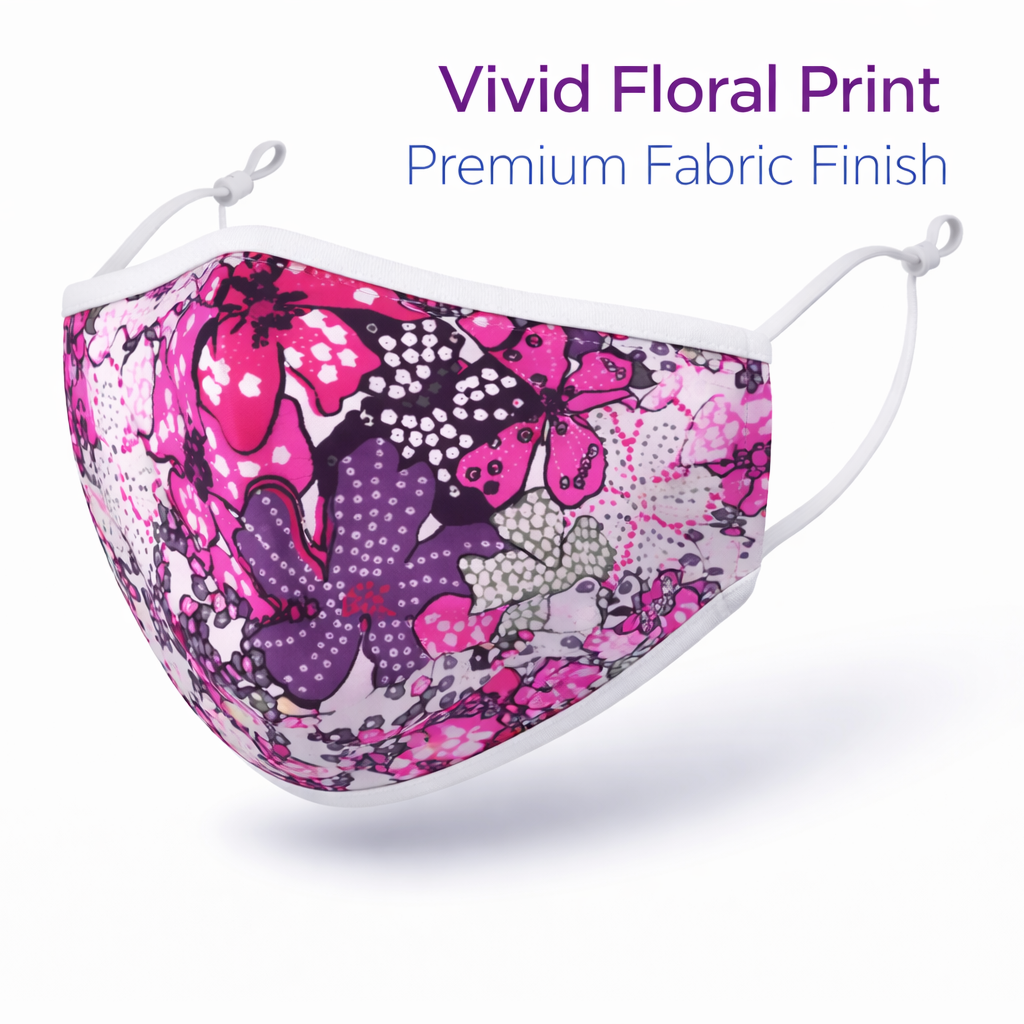 Premium Cotton Cloth Mask – Washable Face Cover with Adjustable Ear Loops (Floral Pink)