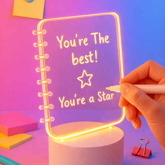 Light-Up Note Board – Spiral Acrylic LED Writing Pad & Desk Lamp