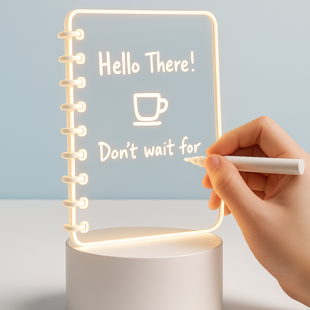 Light-Up Note Board – Spiral Acrylic LED Writing Pad & Desk Lamp
