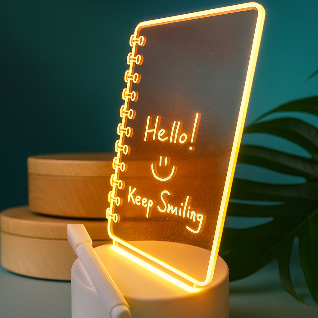 Light-Up Note Board – Spiral Acrylic LED Writing Pad & Desk Lamp