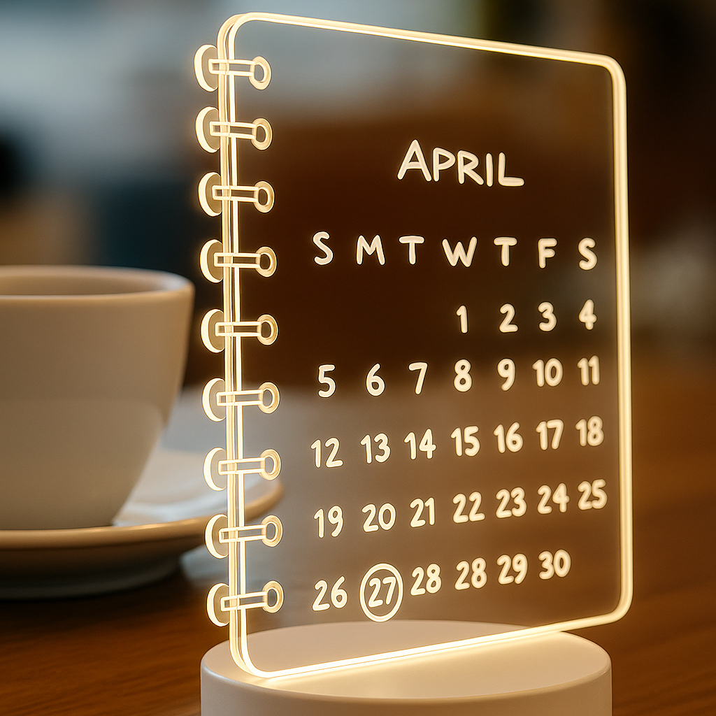Light-Up Note Board – Spiral Acrylic LED Writing Pad & Desk Lamp
