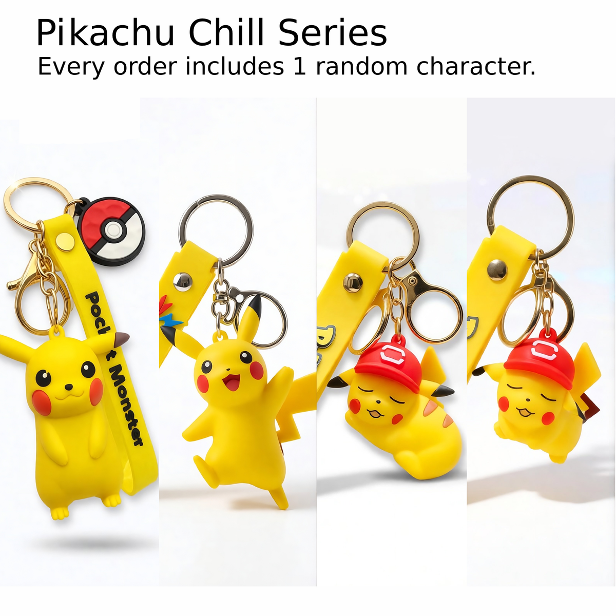 Pokémon Keychain with Wrist Strap – 3D Silicone Anime Key Ring for Keys, Bags, Backpacks & Gifts