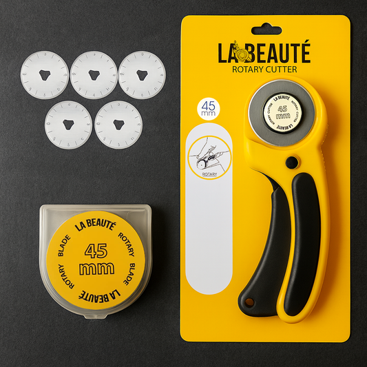 LABEAUTE 45mm Rotary Cutter for Fabric & Quilting – Includes 5 Extra Blades