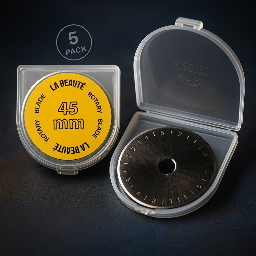 LABEAUTE 45mm Rotary Cutter for Fabric & Quilting – Includes 5 Extra Blades