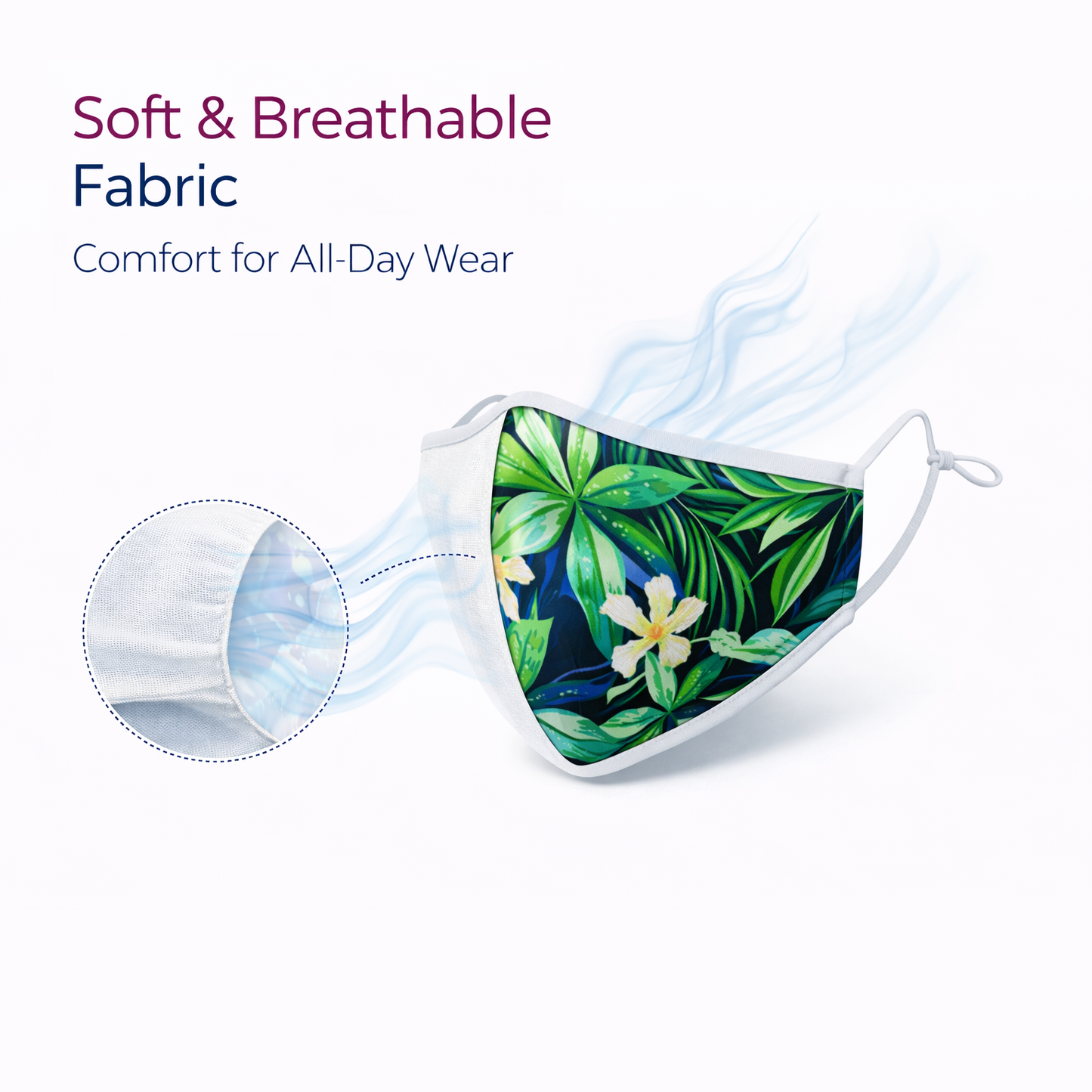 Premium Cotton Cloth Mask – Washable Face Cover with Adjustable Ear Loops (Tropical Green)