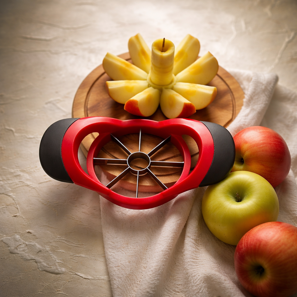 Apple Slicer & Corer – Slice & Core Apples in One Press | 8 Stainless Steel Blades with Easy-Grip Handles