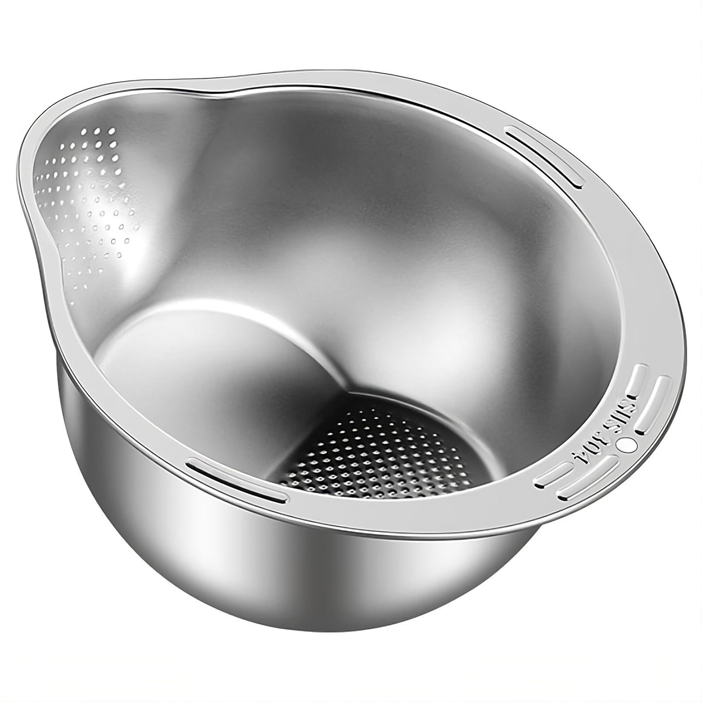 Stainless Steel Rice Washer Strainer Bowl – Side-Drain Colander for Rice, Grains & Vegetables (10 Inch)