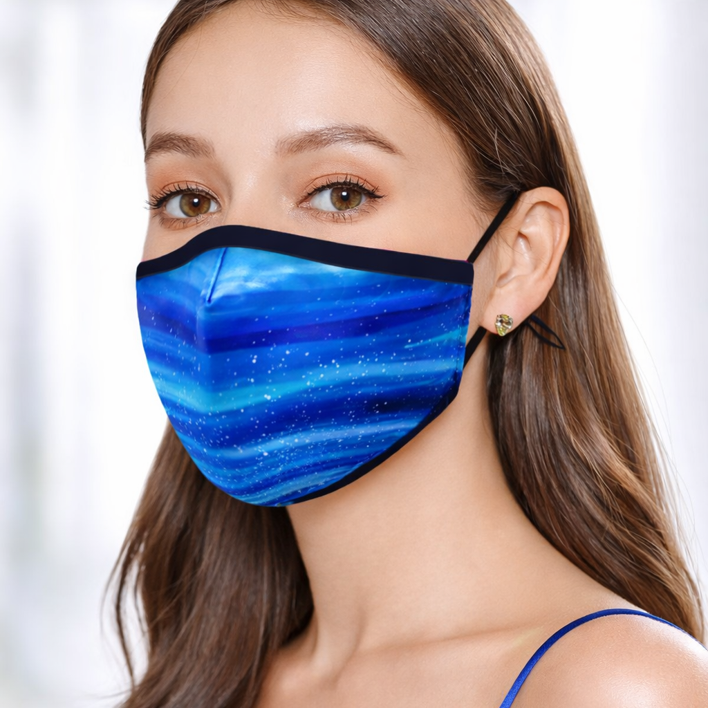 Premium Cotton Cloth Mask – Washable Face Cover with Adjustable Ear Loops (Ethereal Blue)