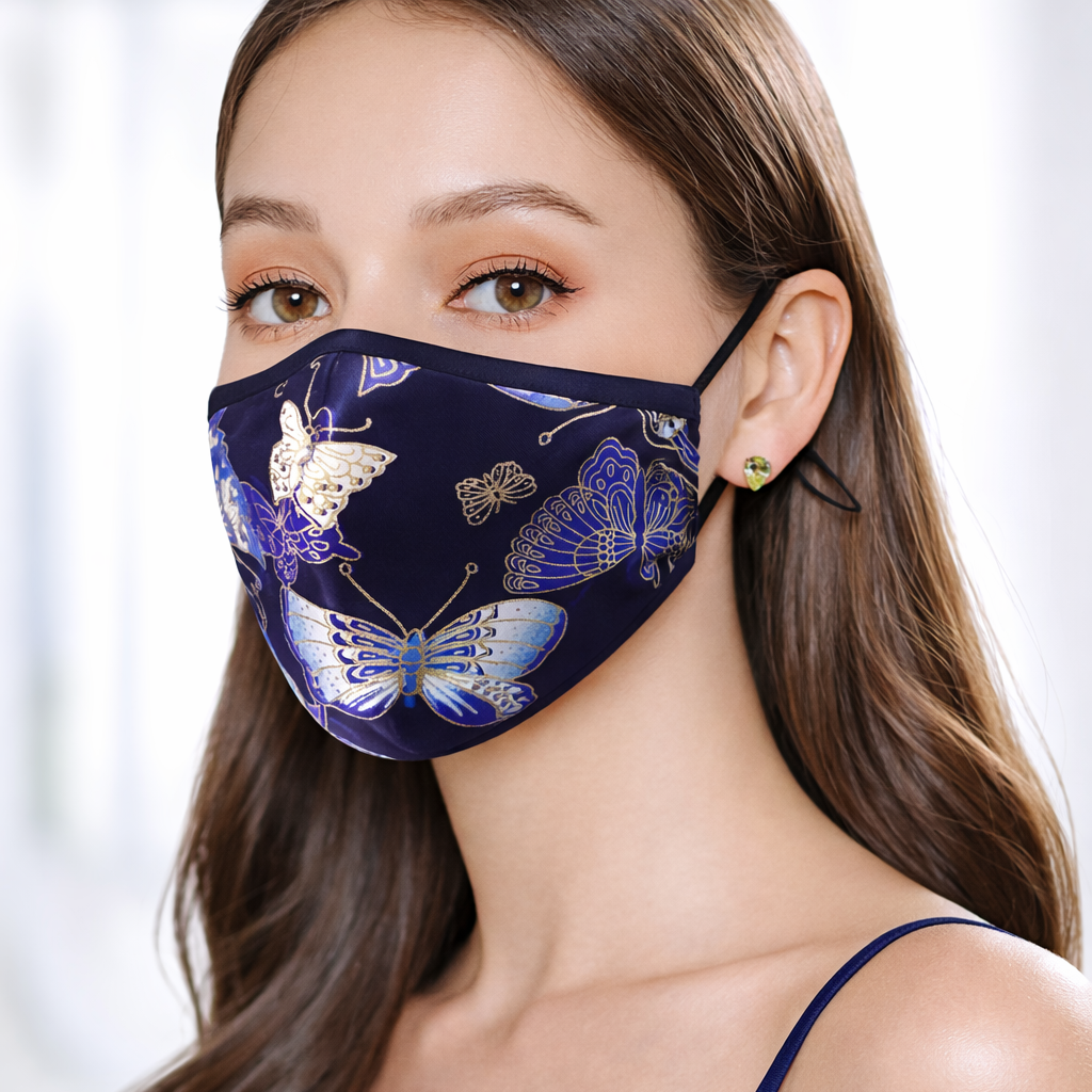 Premium Cotton Cloth Mask – Washable Face Cover with Adjustable Ear Loops (Ethereal Navy)