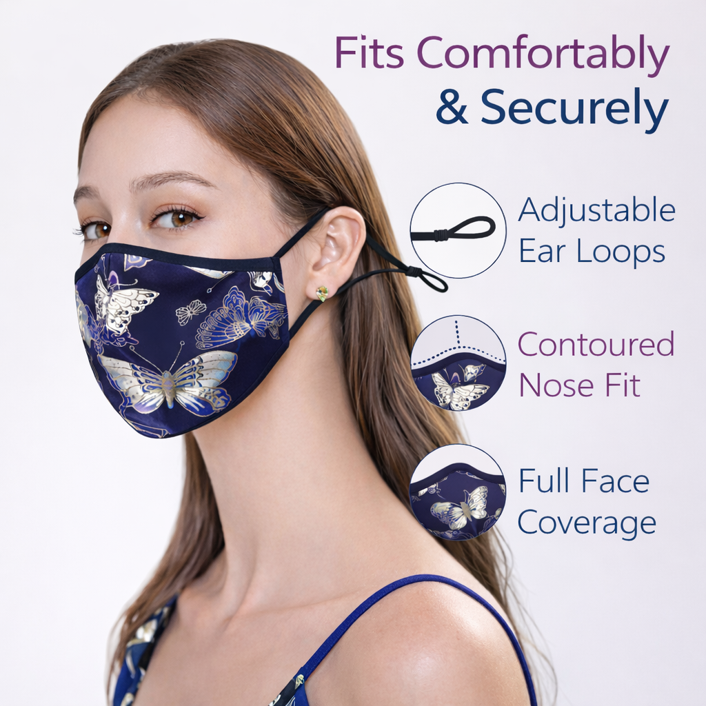 Premium Cotton Cloth Mask – Washable Face Cover with Adjustable Ear Loops (Ethereal Navy)