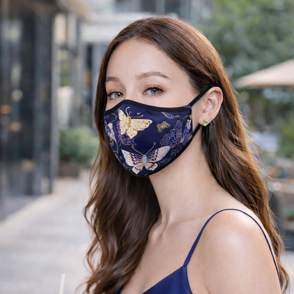 Premium Cotton Cloth Mask – Washable Face Cover with Adjustable Ear Loops (Ethereal Navy)