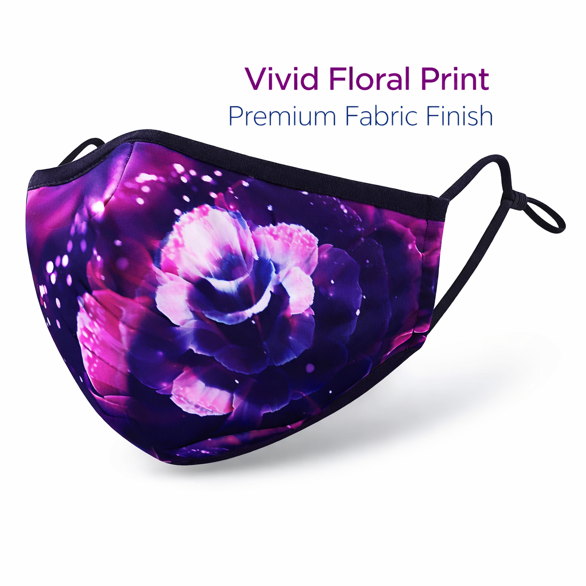 Premium Cotton Cloth Mask – Washable Face Cover with Adjustable Ear Loops (Floral Indigo)