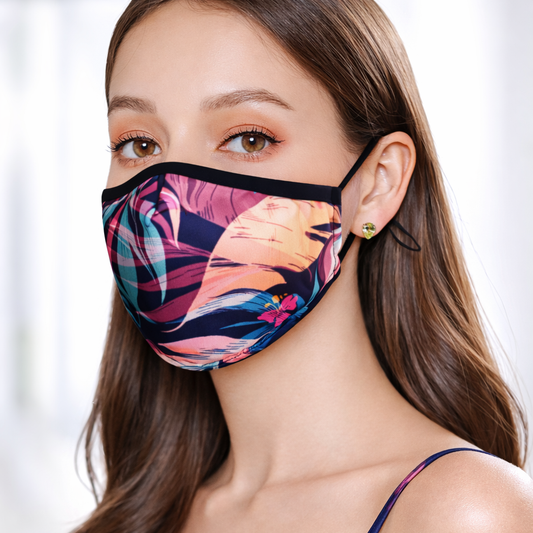 Premium Cotton Cloth Mask – Washable Face Cover with Adjustable Ear Loops (Tropical Peach)