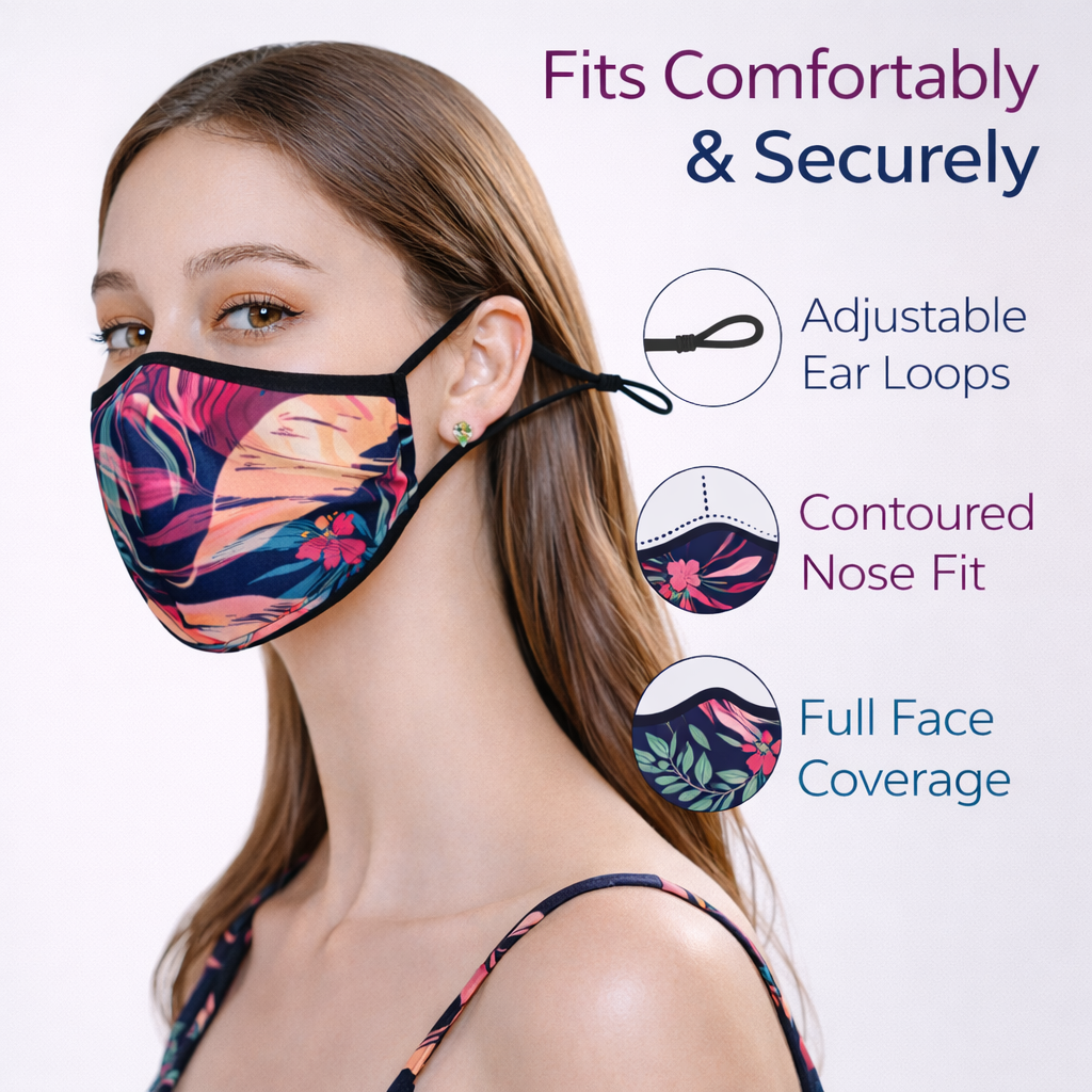 Premium Cotton Cloth Mask – Washable Face Cover with Adjustable Ear Loops (Tropical Peach)