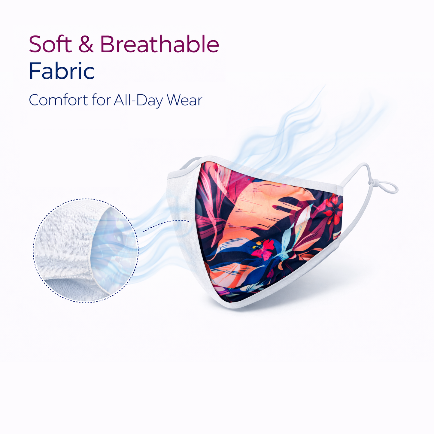 Premium Cotton Cloth Mask – Washable Face Cover with Adjustable Ear Loops (Tropical Peach)