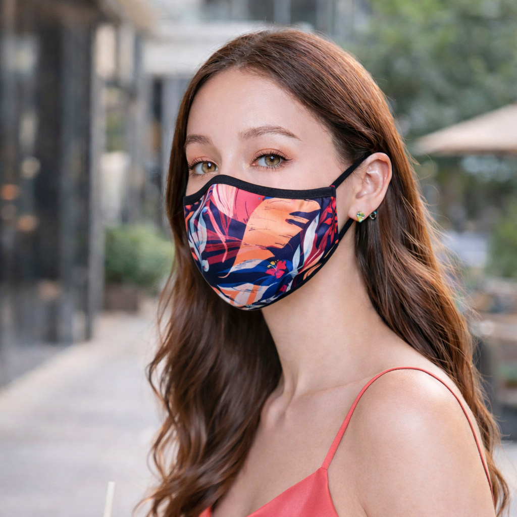 Premium Cotton Cloth Mask – Washable Face Cover with Adjustable Ear Loops (Tropical Peach)