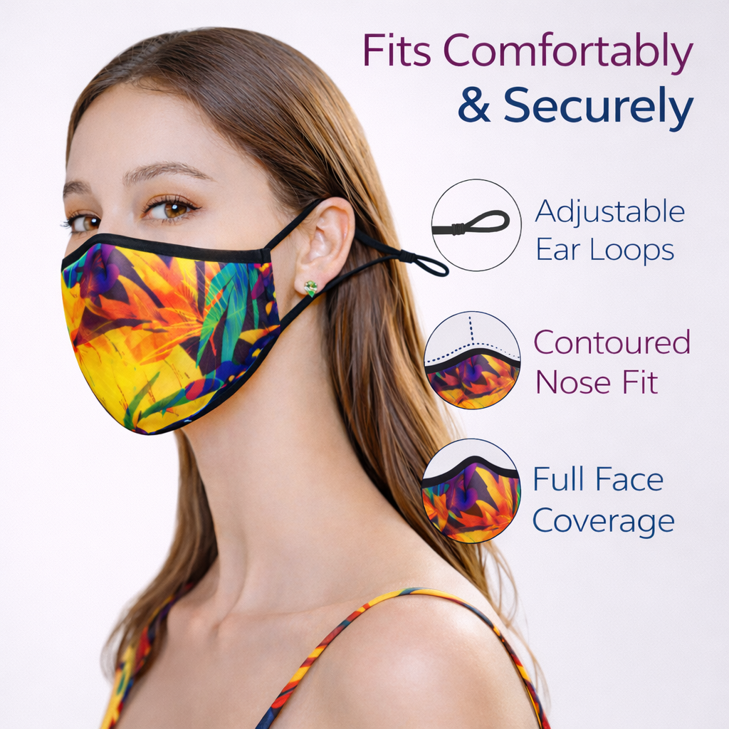 Premium Cotton Cloth Mask – Washable Face Cover with Adjustable Ear Loops (Tropical Yellow)