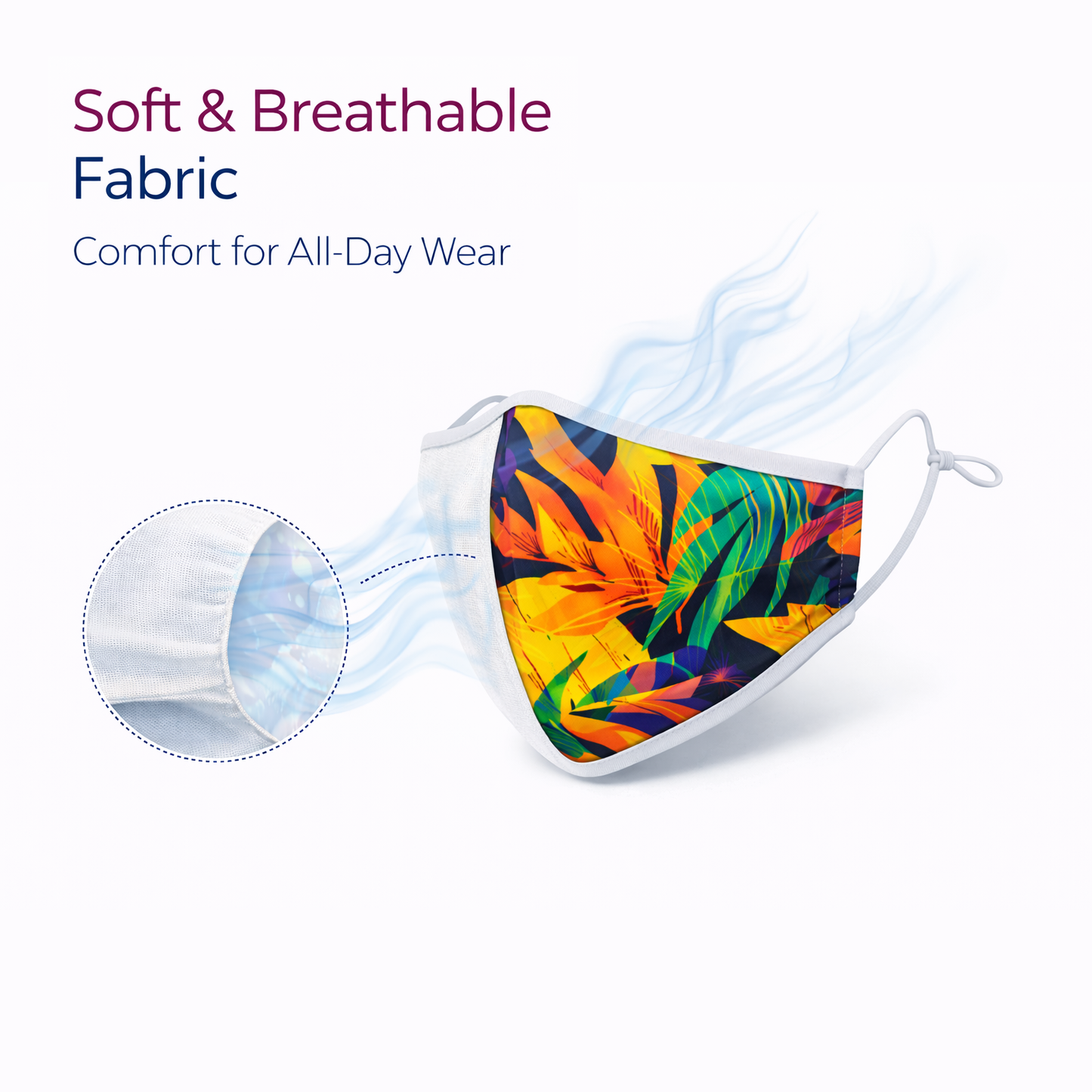 Premium Cotton Cloth Mask – Washable Face Cover with Adjustable Ear Loops (Tropical Yellow)