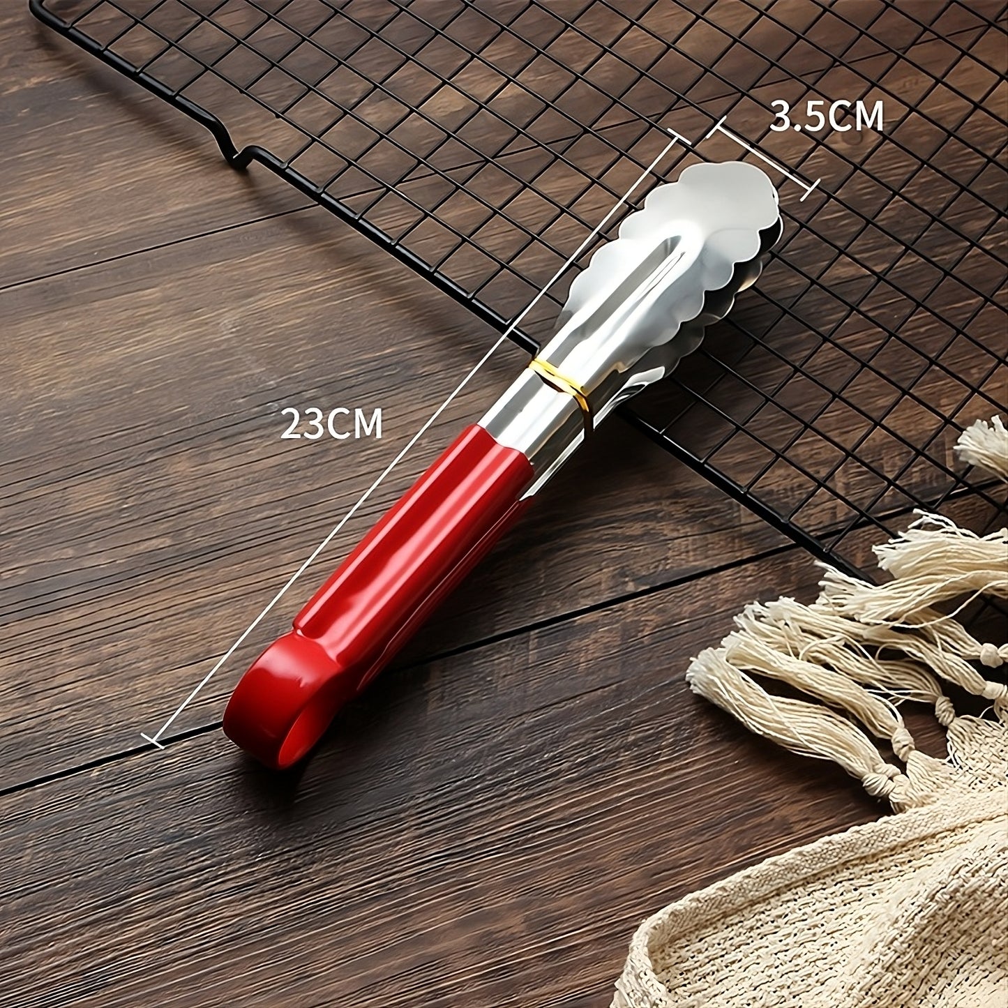 Food Tongs for Cooking & BBQ – Stainless Steel Tongs with Silicone Handle (9 Inch, Red)