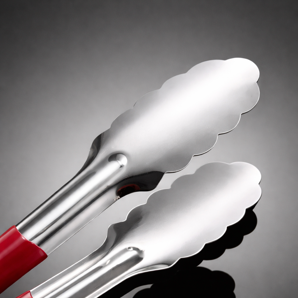 Food Tongs for Cooking & BBQ – Stainless Steel Tongs with Silicone Handle (9 Inch, Red)