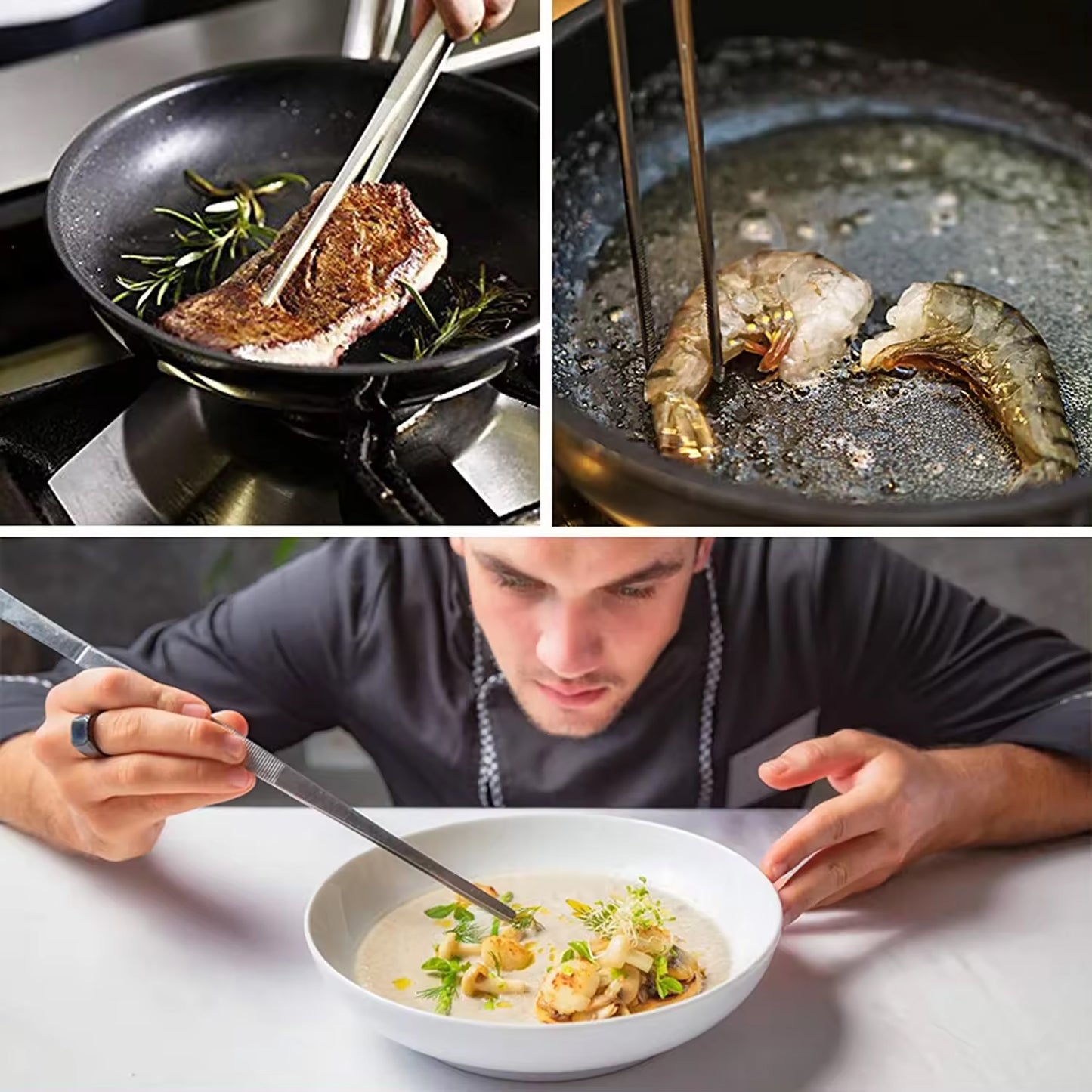 12-Inch Cooking Tweezers – Wide Tip Stainless Steel Roti & Chapati Tongs (Chimta)