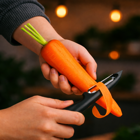 Forever Peeler – Lightweight & Easy on Hands | Smooth, Effortless Peeling with Sharp Stainless Steel Blade (Black)