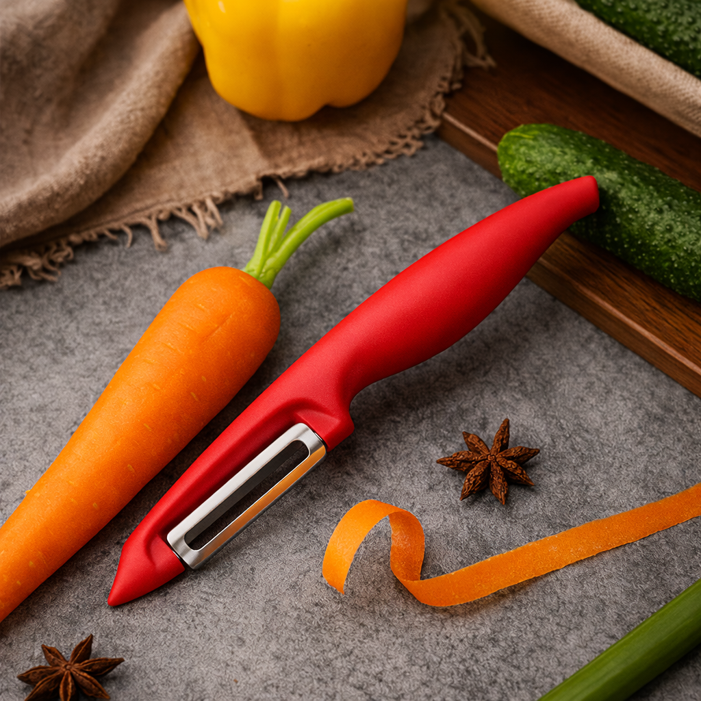 Forever Peeler – Lightweight & Easy on Hands | Smooth, Effortless Peeling with Sharp Stainless Steel Blade (Red)