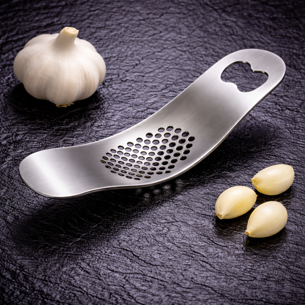 2-in-1 Garlic Rocker Mincer – Stainless Steel Garlic Press with Bottle Opener