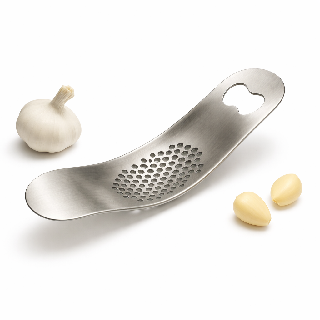 2-in-1 Garlic Rocker Mincer – Stainless Steel Garlic Press with Bottle Opener