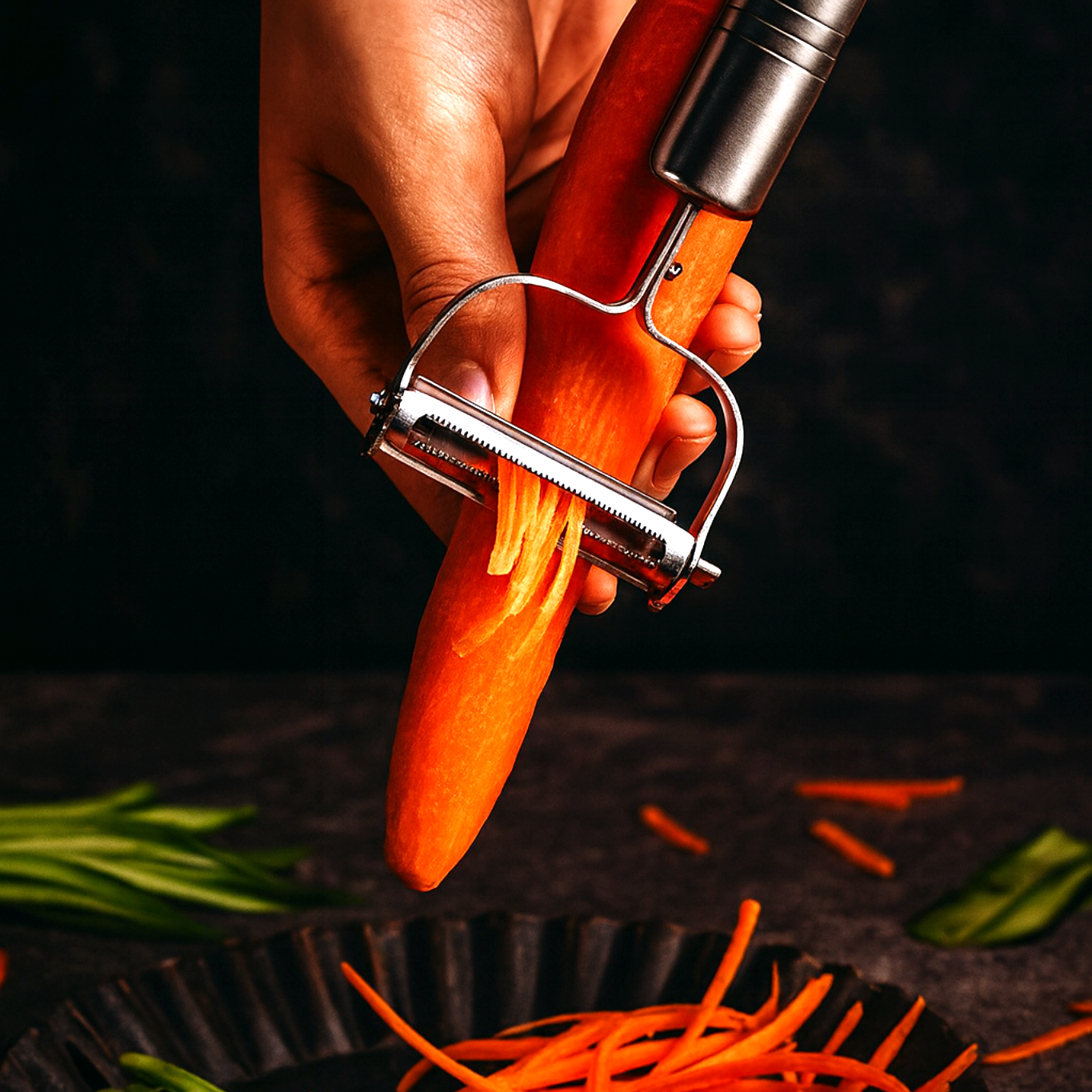 2-in-1 Julienne Peeler – Stainless Steel Vegetable & Fruit Peeler with Dual Blade