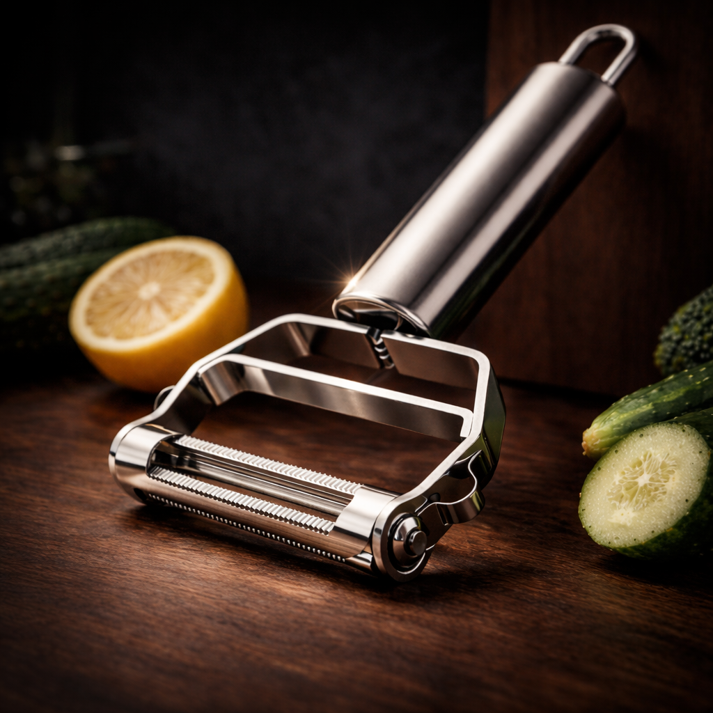 Quad 4-in-1 Peeler – Peel, Slice, Julienne & Spiralize in Seconds | Stainless Steel Multi-Use Kitchen Tool