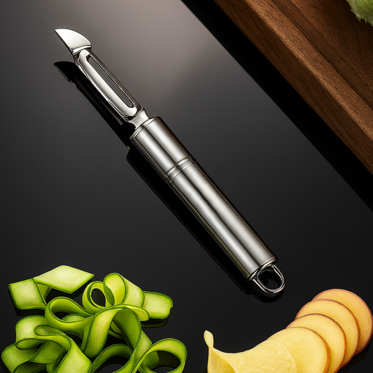 Universal Straight Serrated Peeler – Stainless Steel Swivel Blade Vegetable & Fruit Peeler