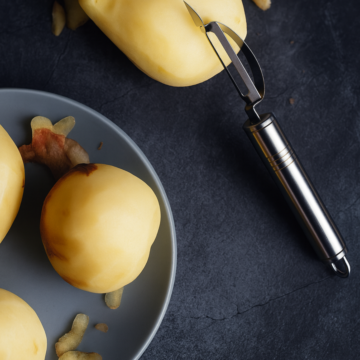 Universal Straight Serrated Peeler – Stainless Steel Swivel Blade Vegetable & Fruit Peeler