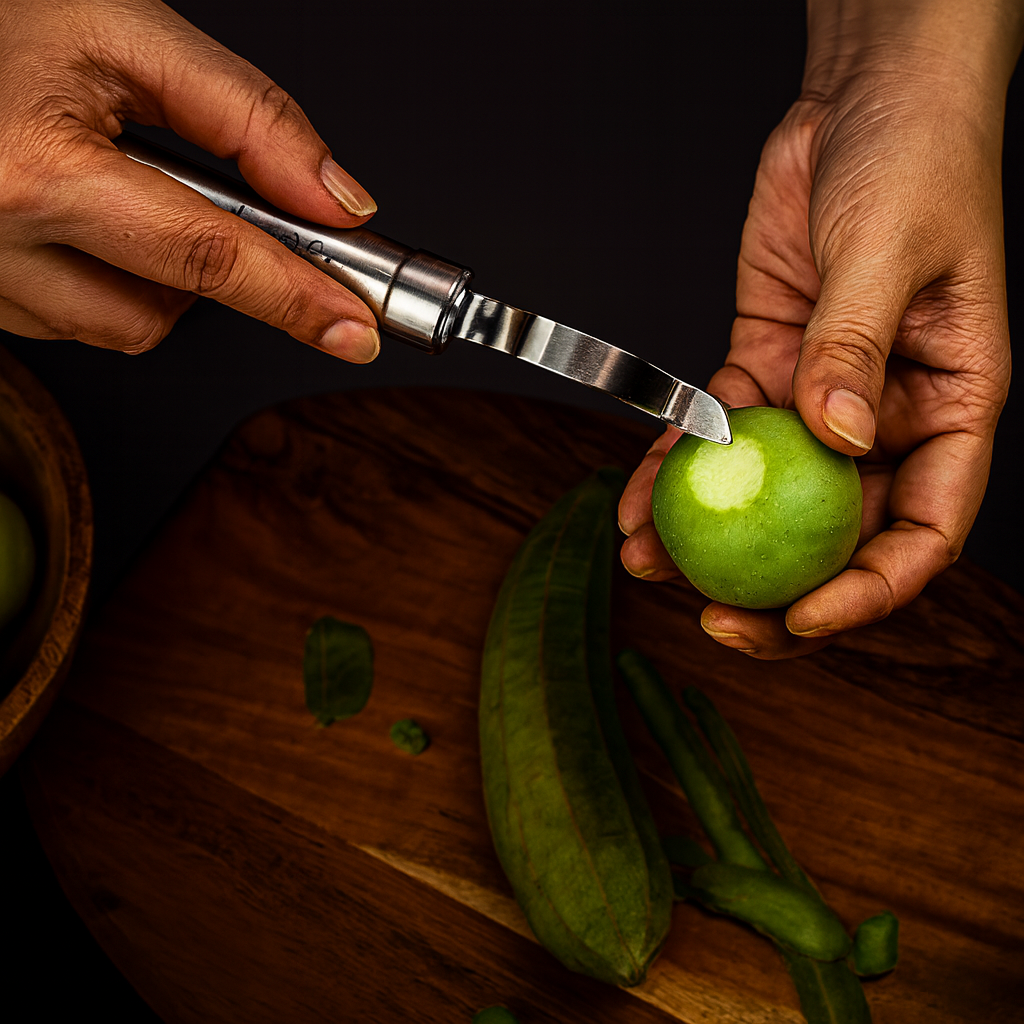 Universal Straight Serrated Peeler – Stainless Steel Swivel Blade Vegetable & Fruit Peeler