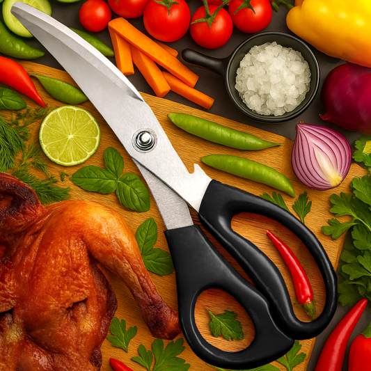 All-Purpose Kitchen Scissors – Heavy-Duty 3Cr13 Stainless Steel Korean Kitchen Shears (Black)